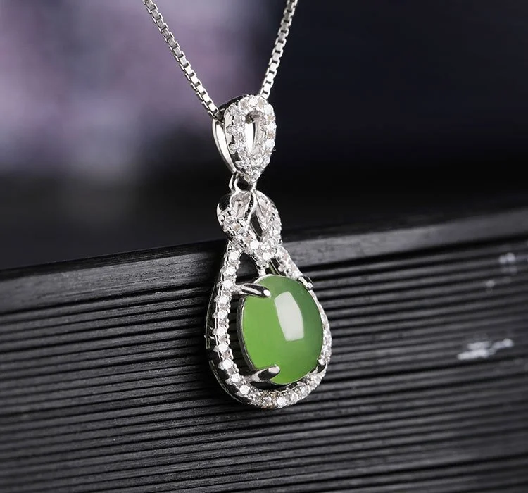 Encased Hetian Jade Pendant Necklace — Kay's Pearl